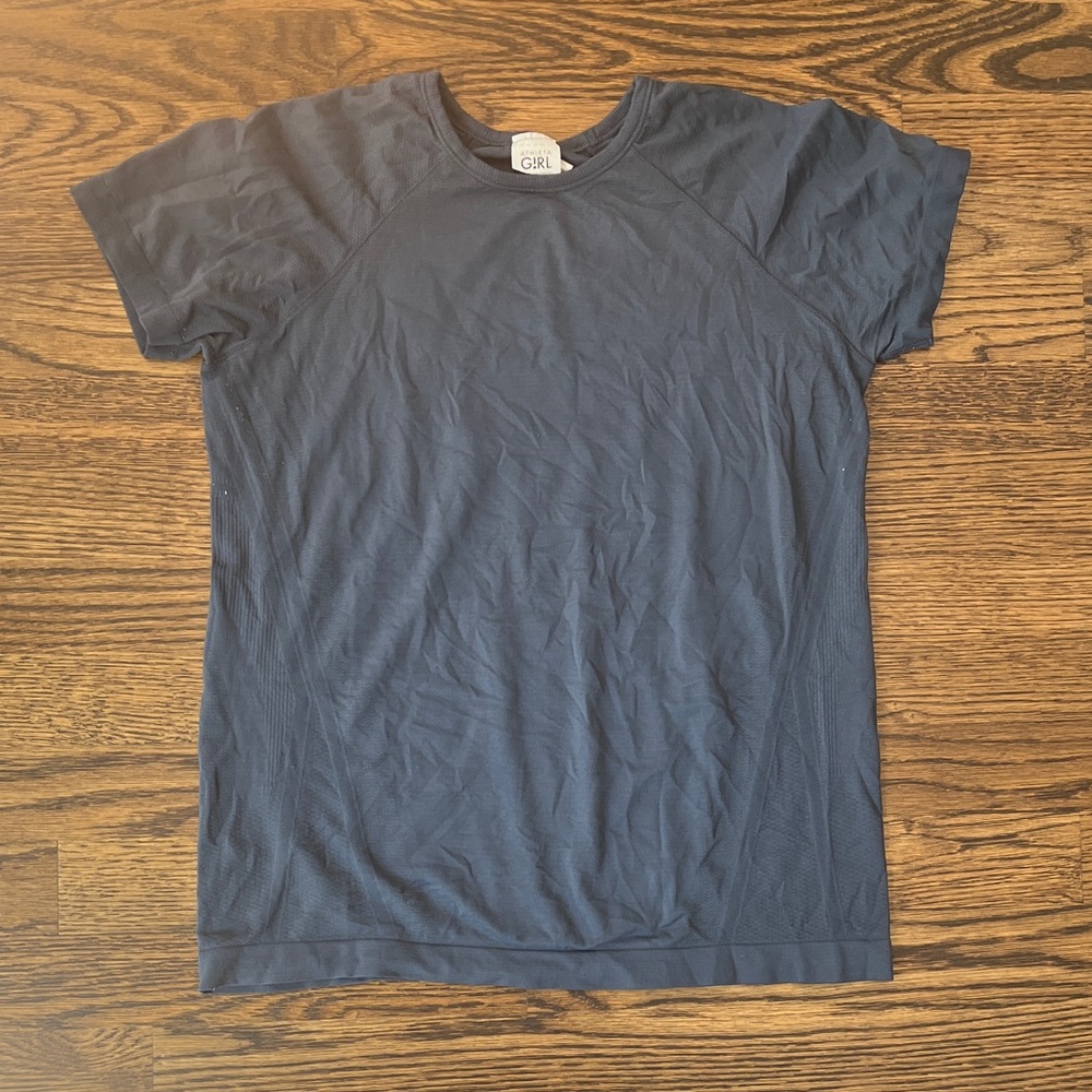 Athleta Girl Gray Blue Short Sleeve Athletic Tee
